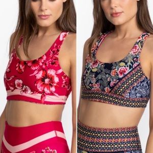 Johnny Was MISTY FALL BEE ACTIVE REVERSIBLE SPORTS BRA floral bright Size S